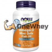 Omega-3 Fish Oil [Mini Gels] (180 шт), NOW Foods