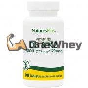 Vitamins D3 & K2 [2500 IU x 120 mcg] (90 шт), Nature's Plus